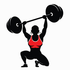Obraz premium vector silhouette of a weight lifter woman 