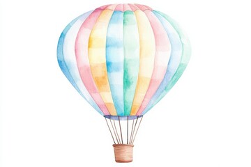 Fototapeta premium Watercolor hot air balloon adventure sky art illustration dreamy atmosphere aerial perspective whimsical journey, isolated on white background
