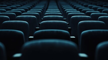 Fototapeta premium Rows of seats in a conference hall create an inviting atmosphere for attendees, fostering engagement and collaboration during important gatherings and presentations