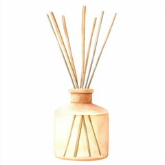 Watercolor aroma diffuser art studio illustration relaxing side view serenity concept, isolated on white background