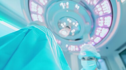 Modern surgical room, clean bright environment with advanced technology, emphasizing innovation in healthcare.