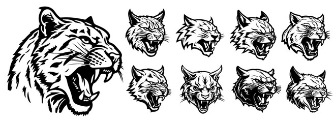 roaring tiger head collection in bold aggressive style
