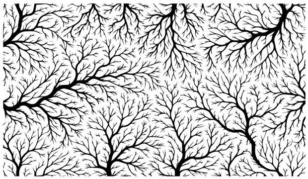 fractal tree branch silhouette pattern for laser cutting and engraving monochrome vector