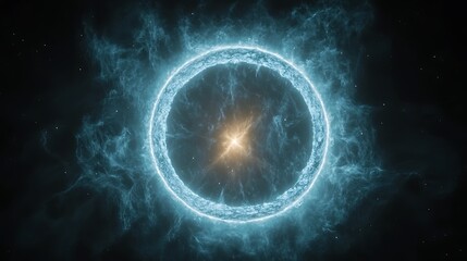 Obraz premium A luminous cosmic star in a vast and endless dark space