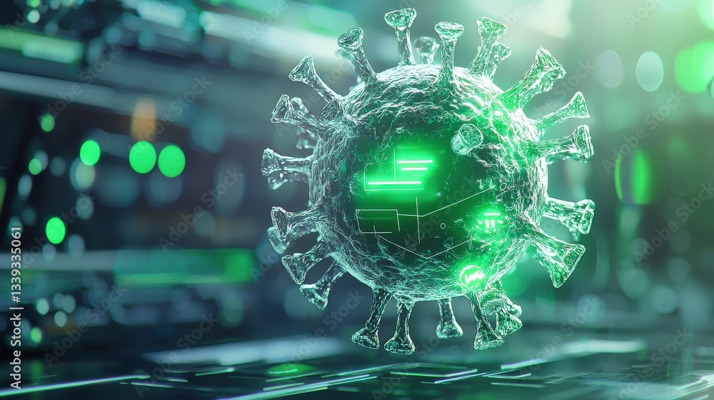 Aufkleber 3d visualization of virus pathogen representing science and technology