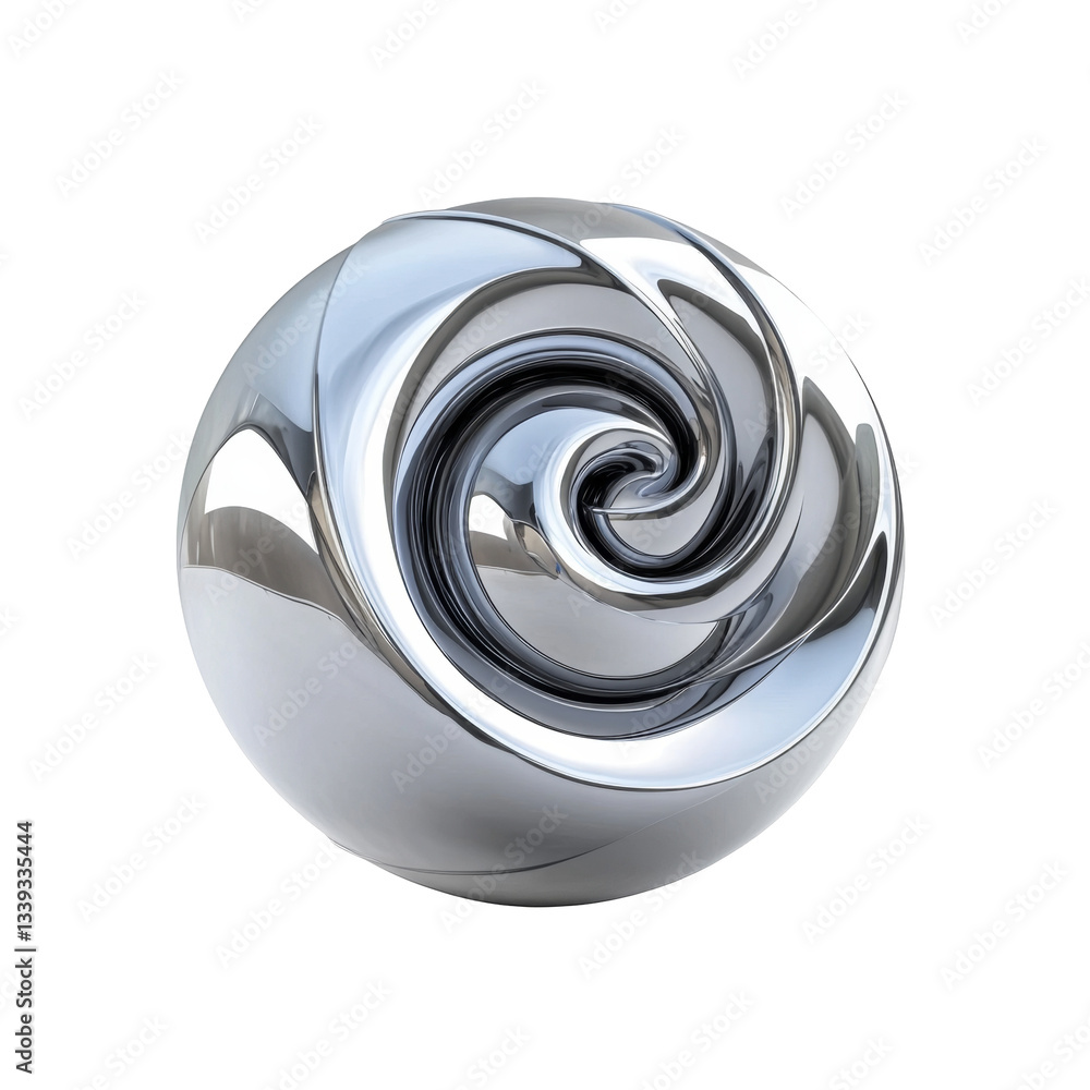 Aufkleber abstract smooth shapes featuring elegant curved metallic sphere with futuristic swirl design