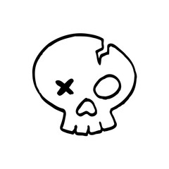 Hand drawn cute skull illustration design