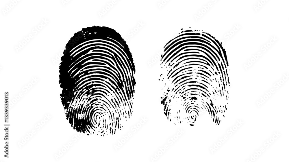 Wall mural detailed fingerprint on grunge background symbolizing identity verification. vector style white and 
