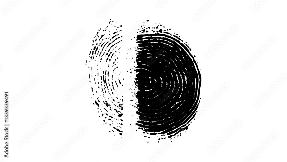 Wall mural detailed fingerprint on grunge background symbolizing identity verification. vector style white and 