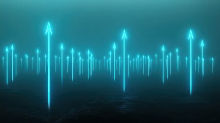 Neon Arrows Ascent: A Digital Landscape of Growth and Progress