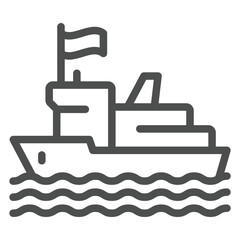 Fisher man ship line icon, fishing concept. Vector graphics. Sailor boat sign on white background, outline style icon for mobile or web design.