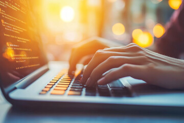 Coding dreams beneath the golden hour glow of focused energy