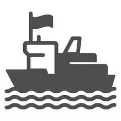 Fisher man ship solid icon, fishing concept. Vector graphics. Sailor boat sign on white background, glyph style icon for mobile or web design.