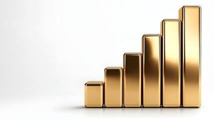 A stylized golden bar graph ascends, representing financial growth and success in investment, showcasing a powerful upward trend for business and economic prosperity.
