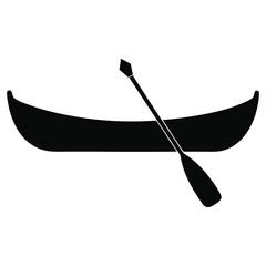 Canoe With Paddle Silhouette Vector Art