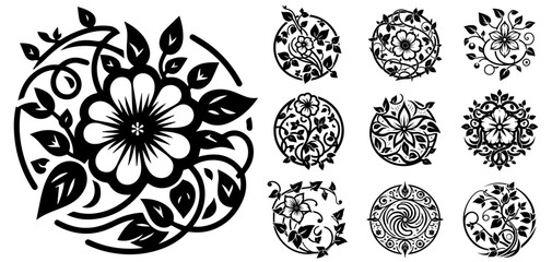 set of ornamental floral mandala circles
