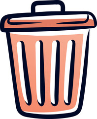 WebSimple Orange and Black Trash Can Icon with Lid for Waste Management and Sanitation