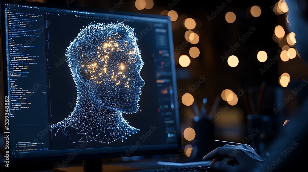 Poster digital brain neural network ai technology concept