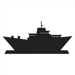 Commercial Ship Silhouette Vector Art