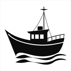  Fishing Boat Silhouette Vector Art Design