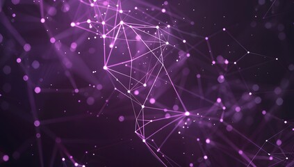 Abstract Purple Network - Plexus Connections with Dots, Lines, Triangles