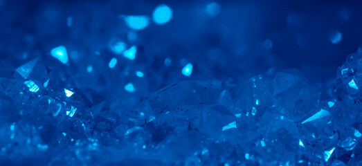 Blue Crystal Mineral Stone. Gems. Mineral crystals in the natural environment. Texture of precious...