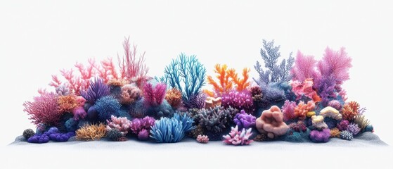 Vibrant coral reef ecosystem showcasing diverse marine life in a captivating underwater scene against a bright background