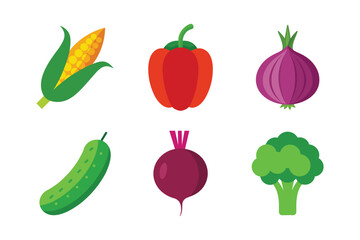A set of vegetables vector art illustration (A)