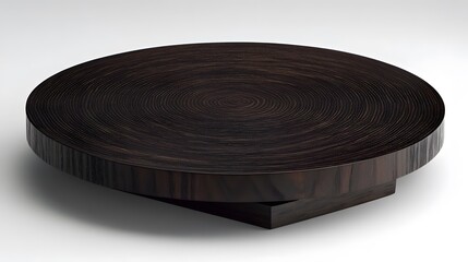 Dark Wood Circular Tray Tabletop Modern Design