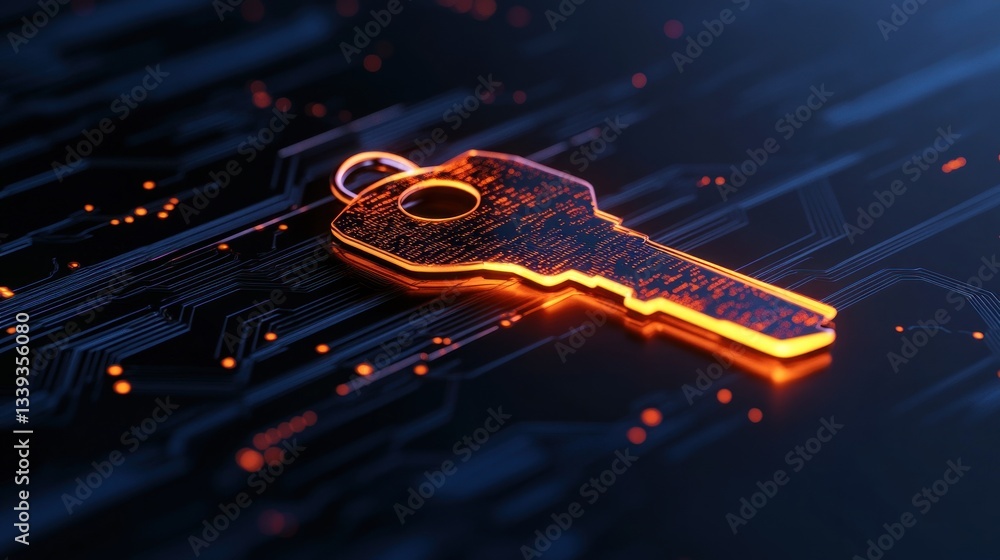 Poster cybersecurity key: digital access and data protection