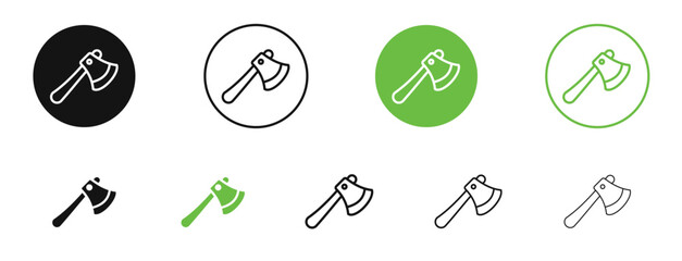 Axe icons in black and green colors. vector pack