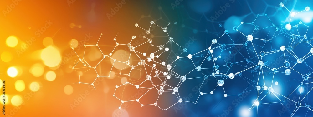 Aufkleber abstract molecular structure with colorful background and lights