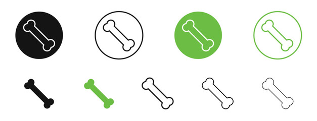 Bone icons in black and green colors. vector pack