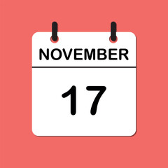 November 17. Daily Calendar icon for design. Simple design for business brochure, flyer, print media, advertisement. Easily editable.