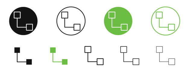 Diagram nested icons in black and green colors. vector pack
