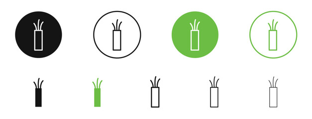 Electric cable icons in black and green colors. vector pack