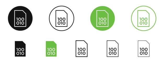 File Binary icons in black and green colors. vector pack