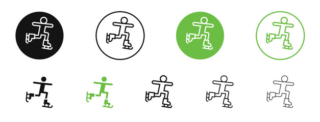 Ice skate icons in black and green colors. vector pack