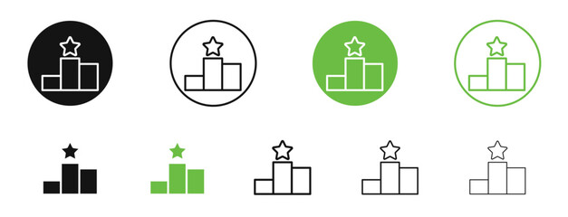 Leaderboard icons in black and green colors. vector pack
