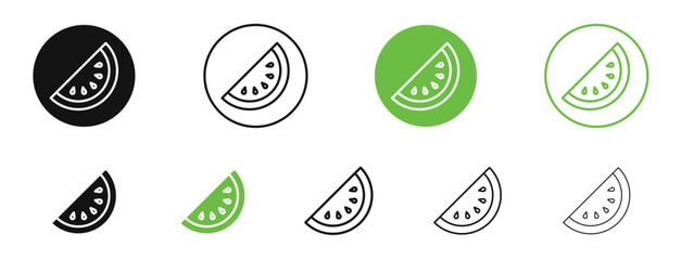 Melon icons in black and green colors. vector pack