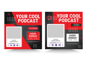 Podcast Chanel promotion for social media post template, Podcast Live Talk Show Square Flyer Social Media Post Template, Business marketing webinar social media post template