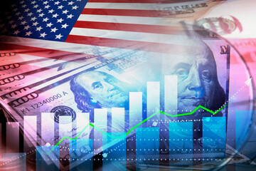 US financial inflation crisis with stock market graph , economy problem , investment analysis...