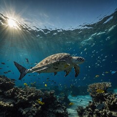 Obraz premium sea turtle swimming