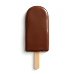 A Decadent Chocolate Ice Pop, Perfect For A Hot Summer Day, Gleaming Under Studio Lighting Against A Pure White Background