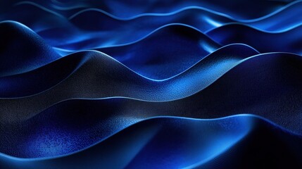 Fototapeta premium Rich, undulating blue waves flow smoothly, forming a serene and mesmerizing pattern that evokes feelings of calmness and depth during a quiet night