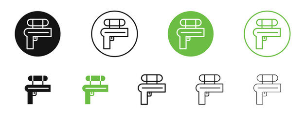 Squirt gun icons in black and green colors. vector pack