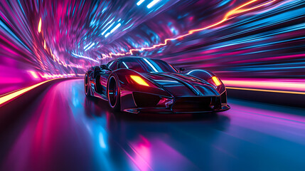 Neon lights car speed
