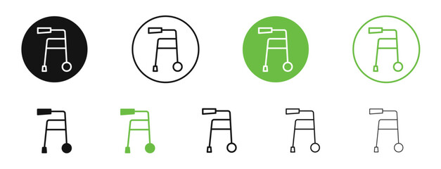 Walker icons in black and green colors. vector pack
