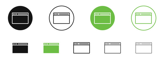 Window icons in black and green colors. vector pack