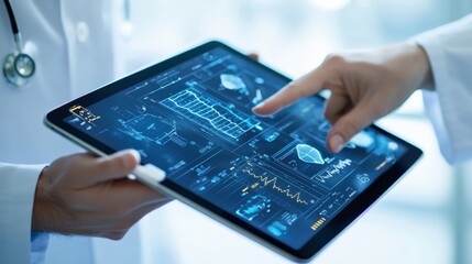 Medical Professional Analyzing Digital Health Data on Tablet Screen